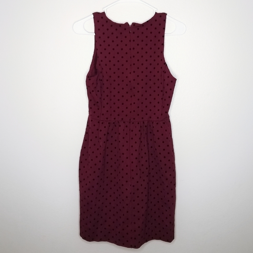 J. CREW FACTORY PONTE MAROON VELVET DOT DRESS SMAL - Picture 4 of 5